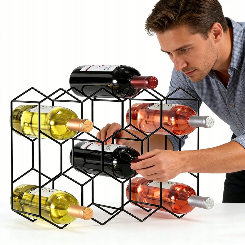 Stojan Na Víno Kovový Černý Regál Na Láhve Bar Polka Moderní Loft