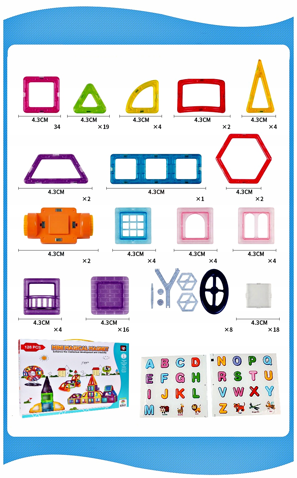 EDUKACYJNE KLOCKI MAGNETYCZNE 128 el GRATIS ..1 Rodzaj zestaw