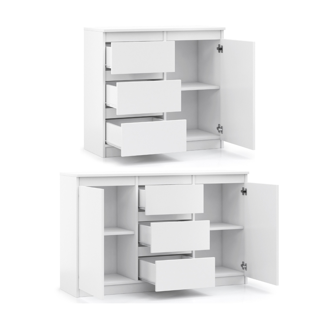 ZESTAW DUŻA POJEMNA KOMODA SZAFKA RTV SZUFLADY DRZWI BIAŁA 200 cm Liczba drzwi 2