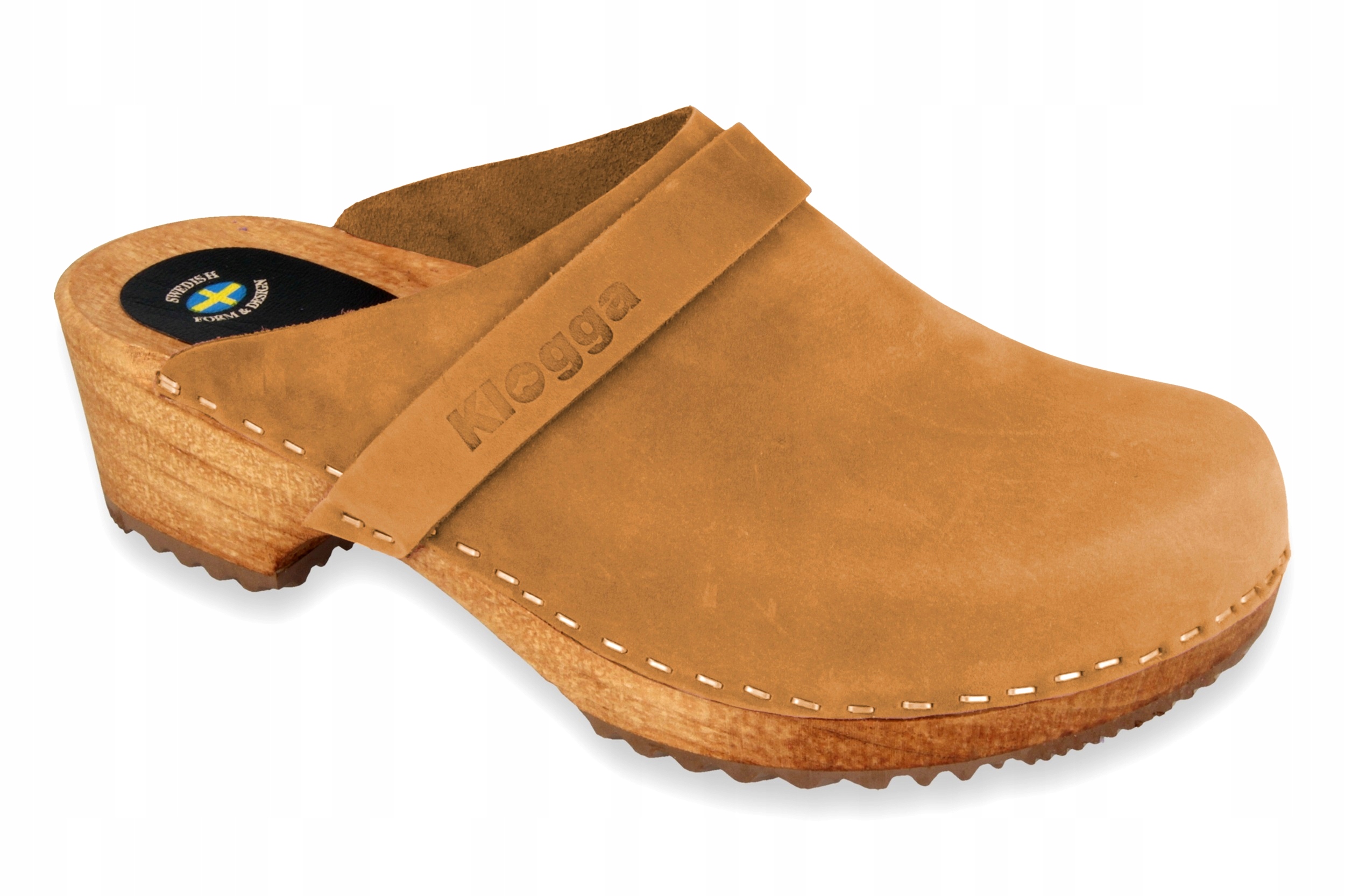 CAMEL KLOGGA Chodaki drewniaki skórzane brąz 46