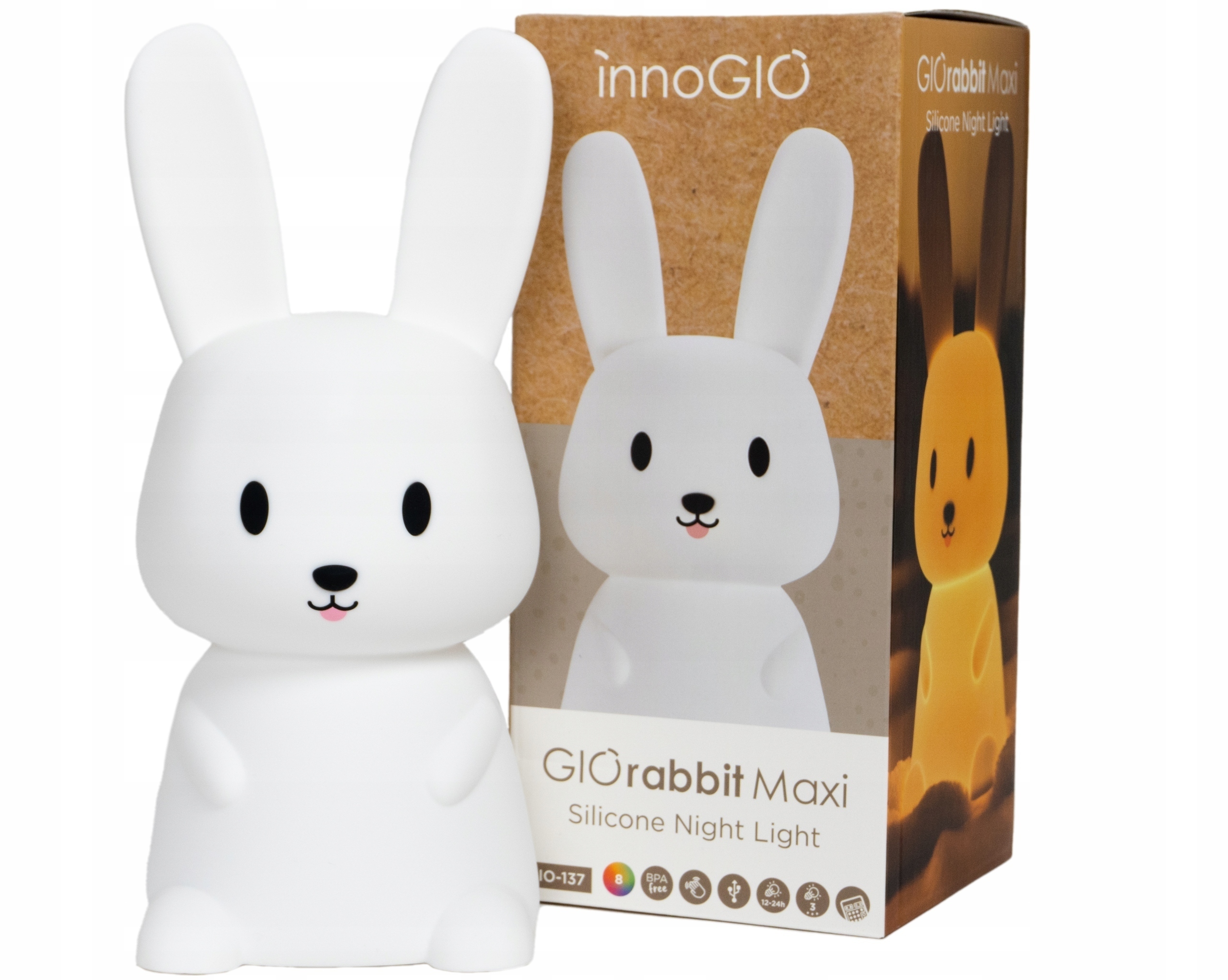 Innogio Lampka silikonowa nocna GIOrabbit Maxi 30 cm
