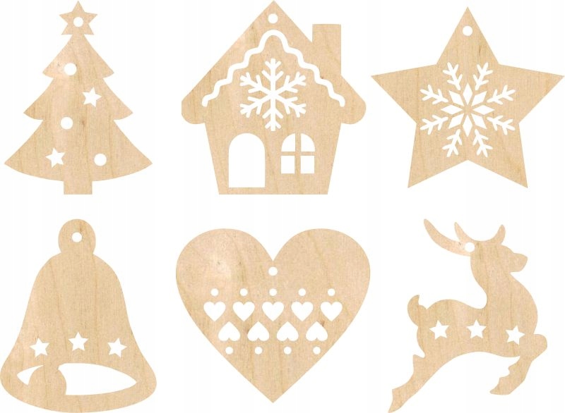 

Drewniana Bombka Ozdoba Na Choinkę Zestaw 6 Sztuk