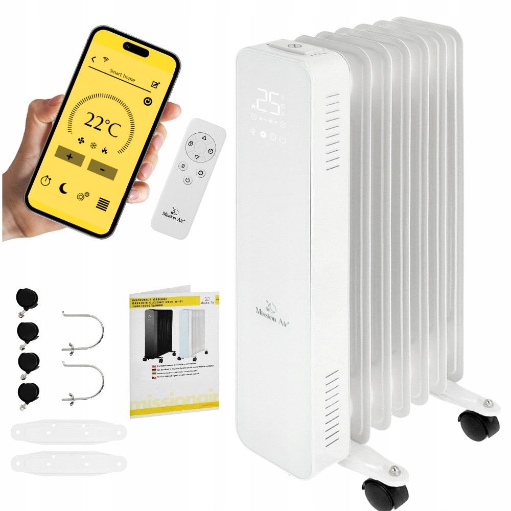 Elektrický olejový radiátor Mission Air Oslo bílý 1500 W bílý Wifi Timer