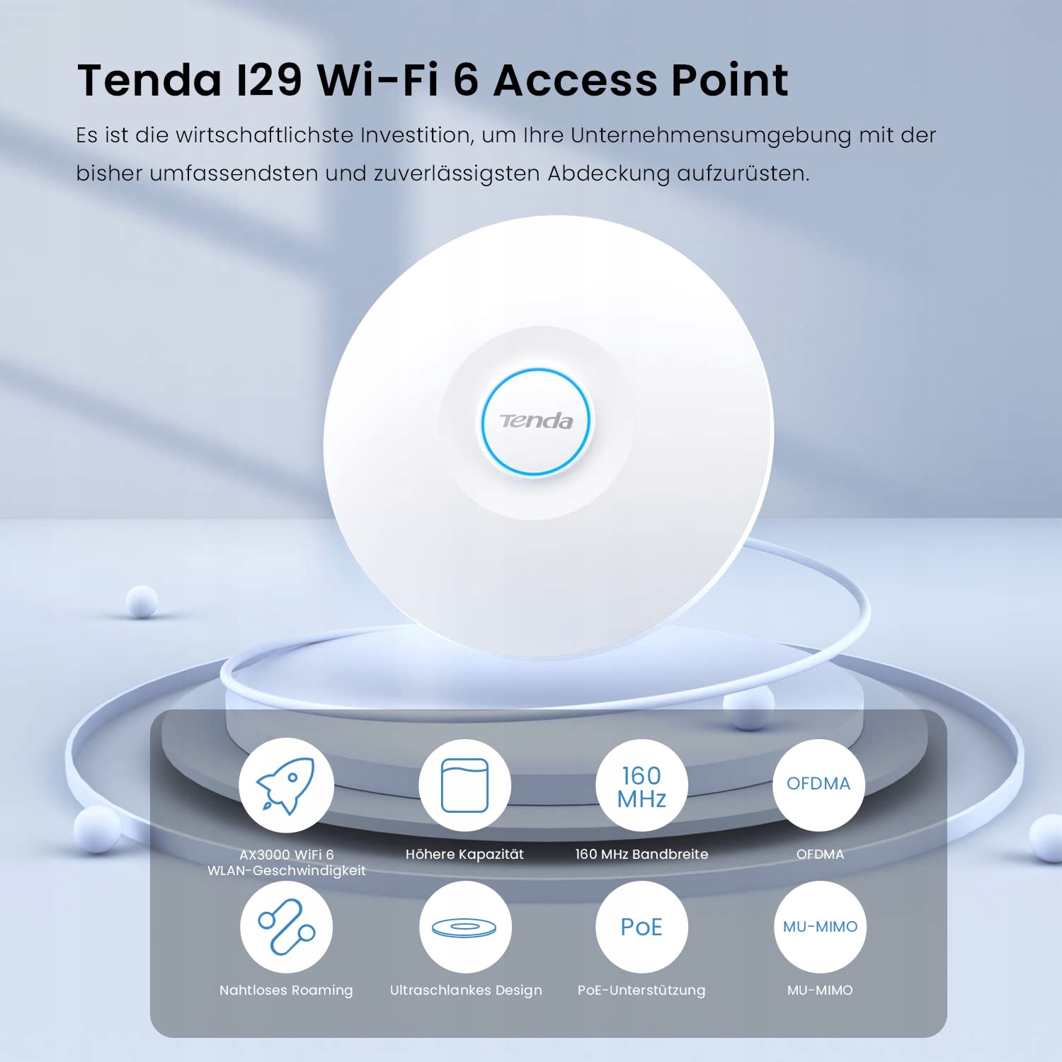 TENDA I29 AX3000 WiFi 6 PoE MU-MIMO OFDMA WPA3 2 Gigabit Ports — miniatura 2