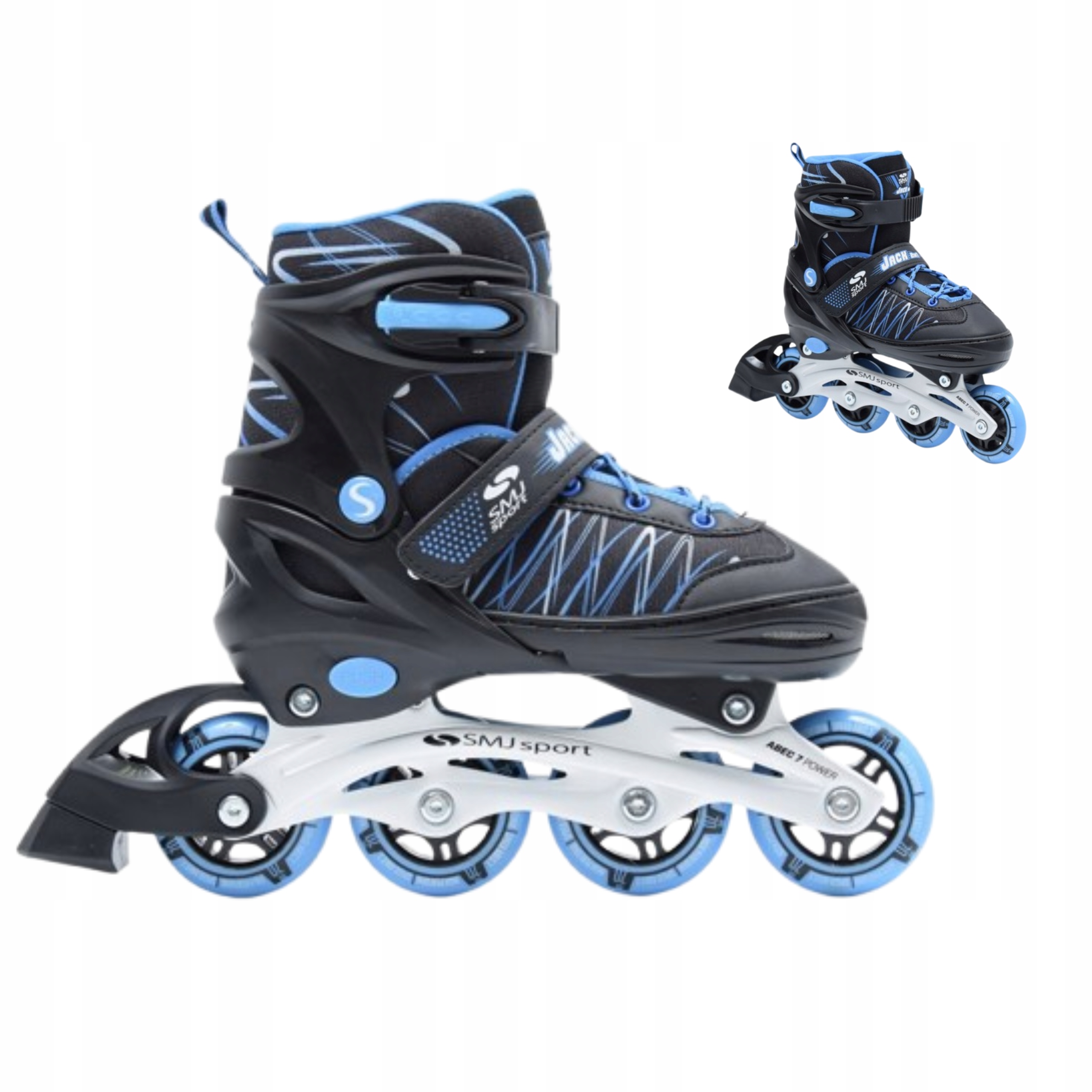 Brusle 2v1 nastavitelné 2v1 kolečkové brusle 30-33 modré kaučuk Smj sport