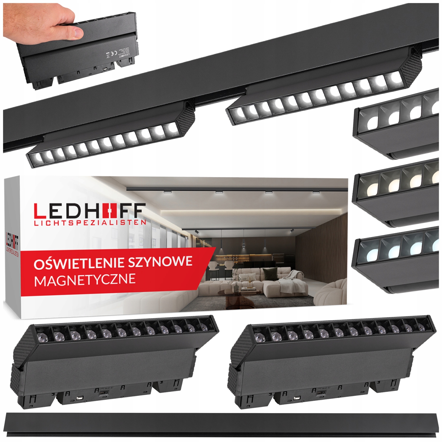 Led magnetická lišta 2x čočková lampa 12W 3 Barvy Světla sada M20