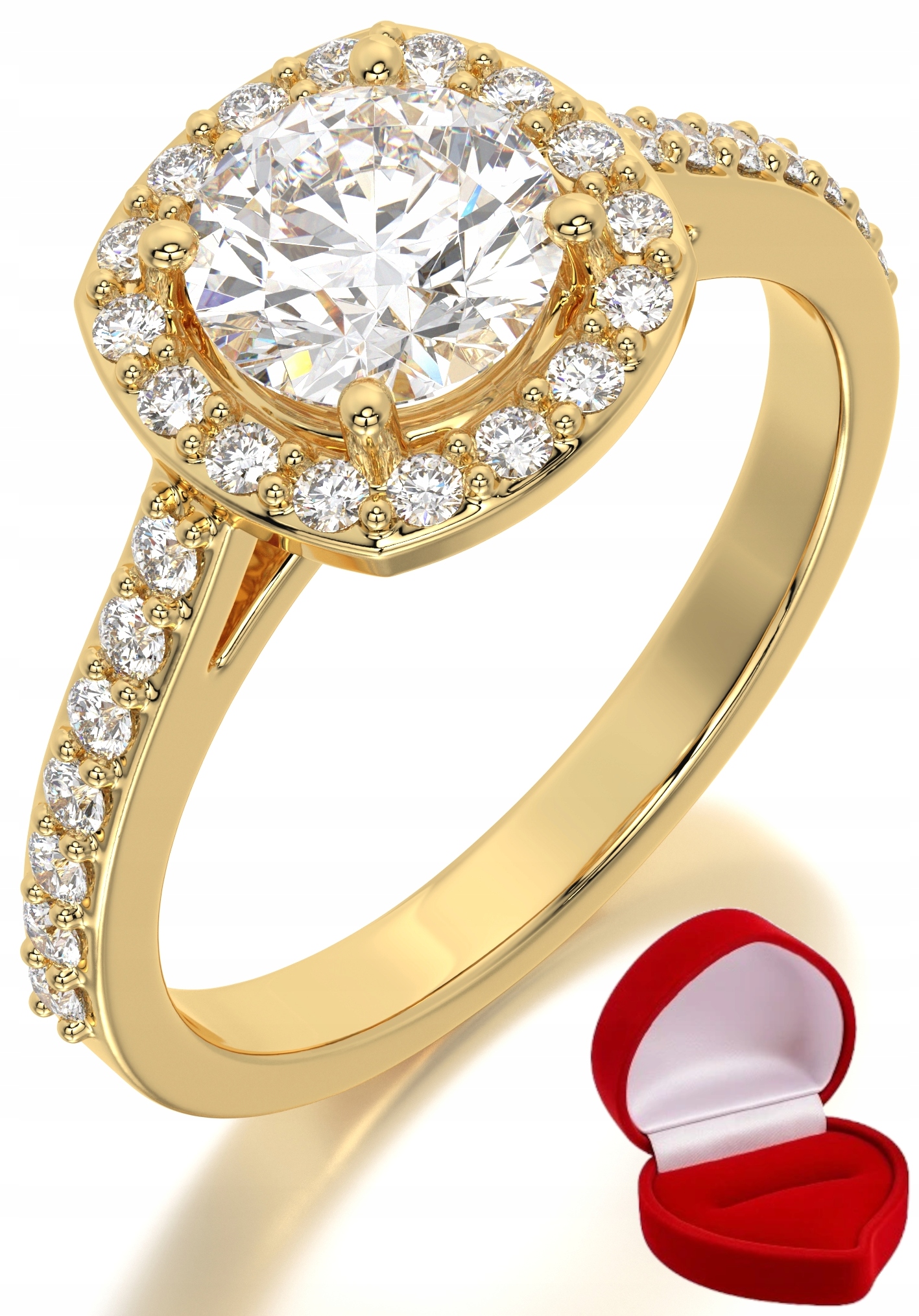 Zlatý Prstýnek 585 14k Diamant Brylant 1 ct Krabička R9