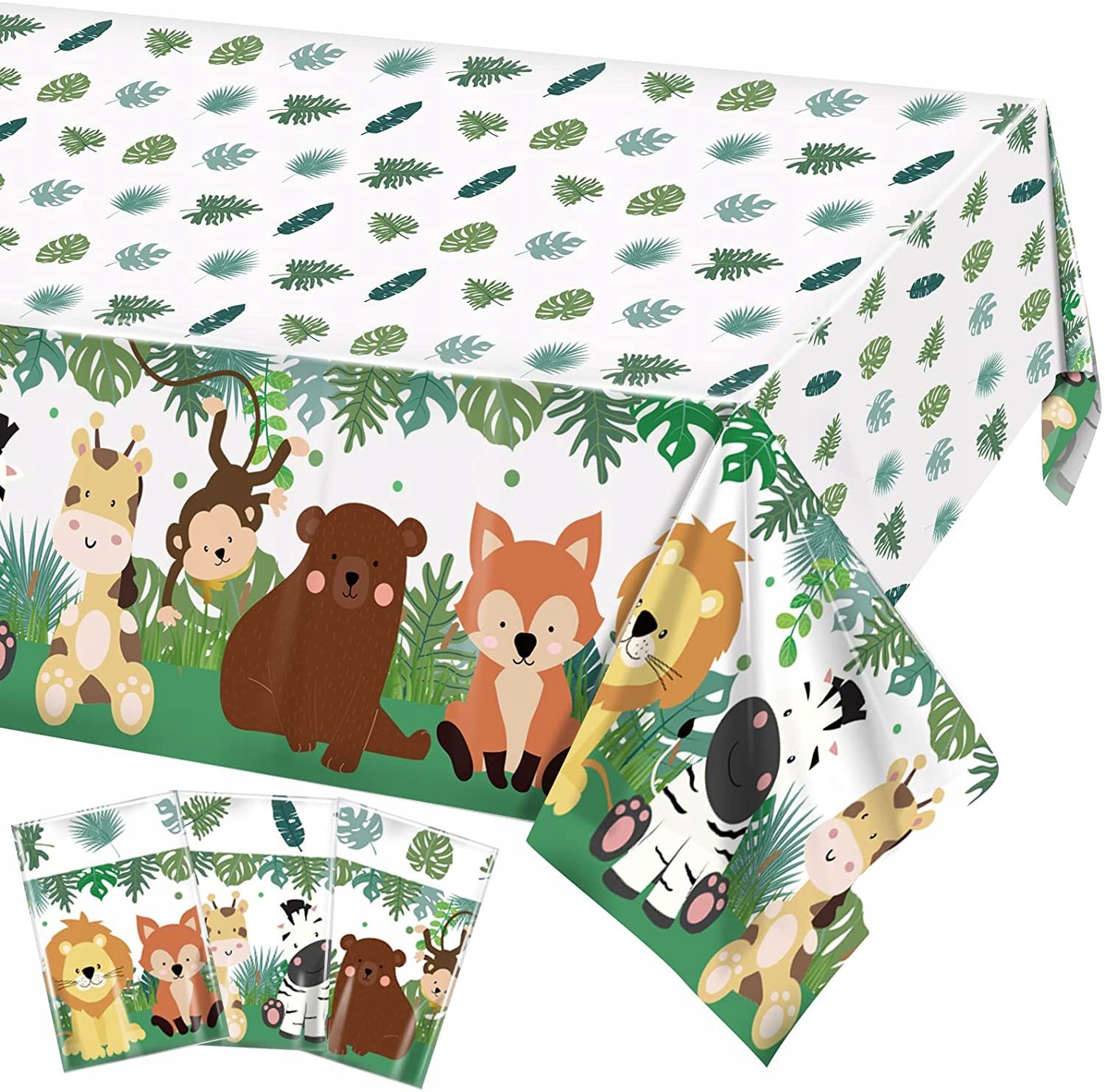 Jednorazowy obrus ze zwierzętami w dżungli