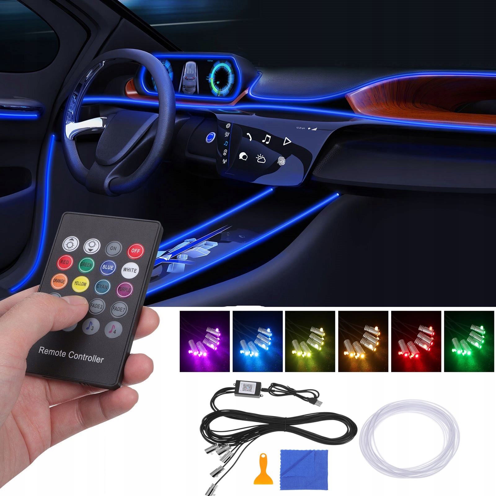 Měkké Ambientní Led Osvětlení Interiéru Auta Ovádané Aplikací