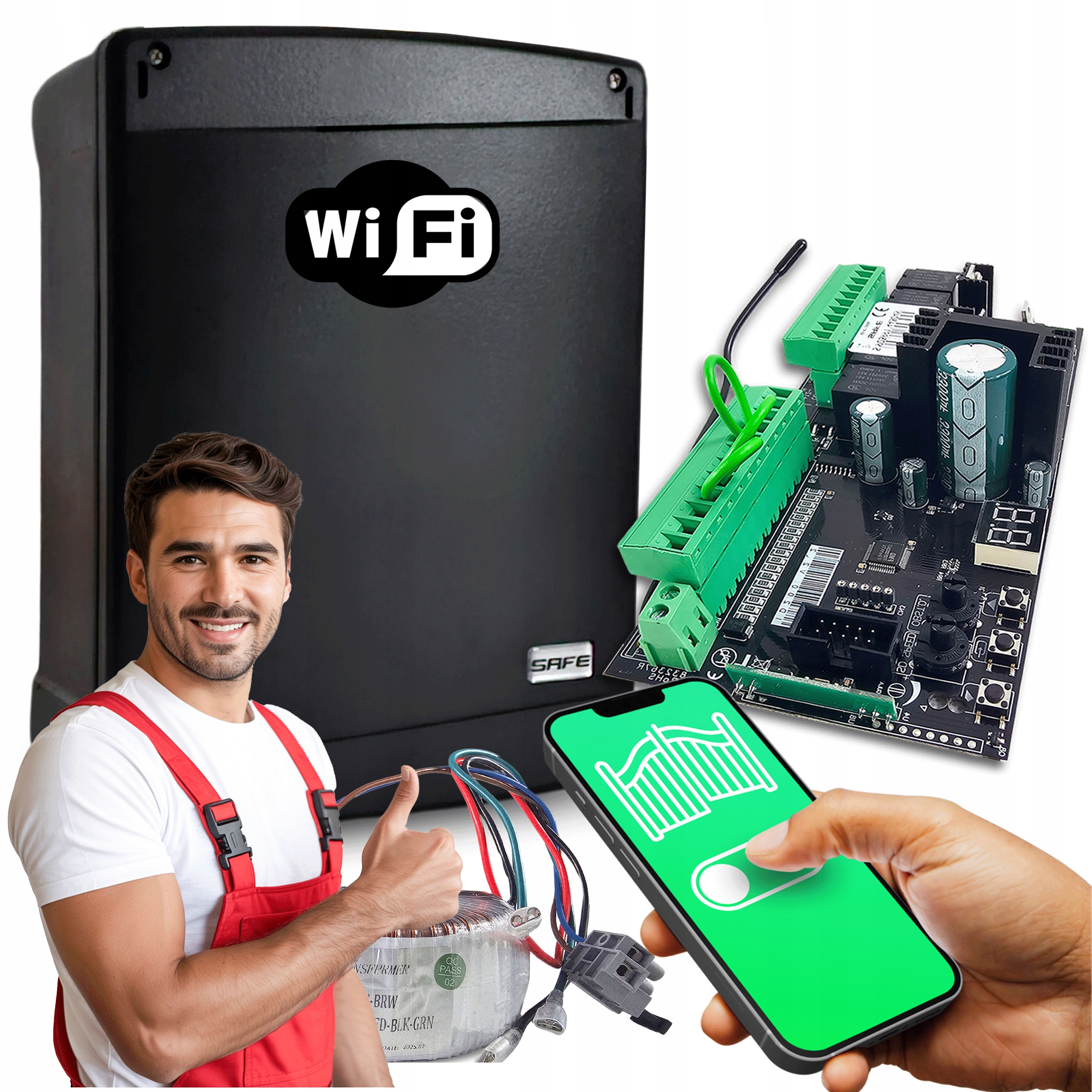 Řídicí Jednotka Pro Křídlové Brány 12-24 VDC Wifi Supla pouzdro trafo