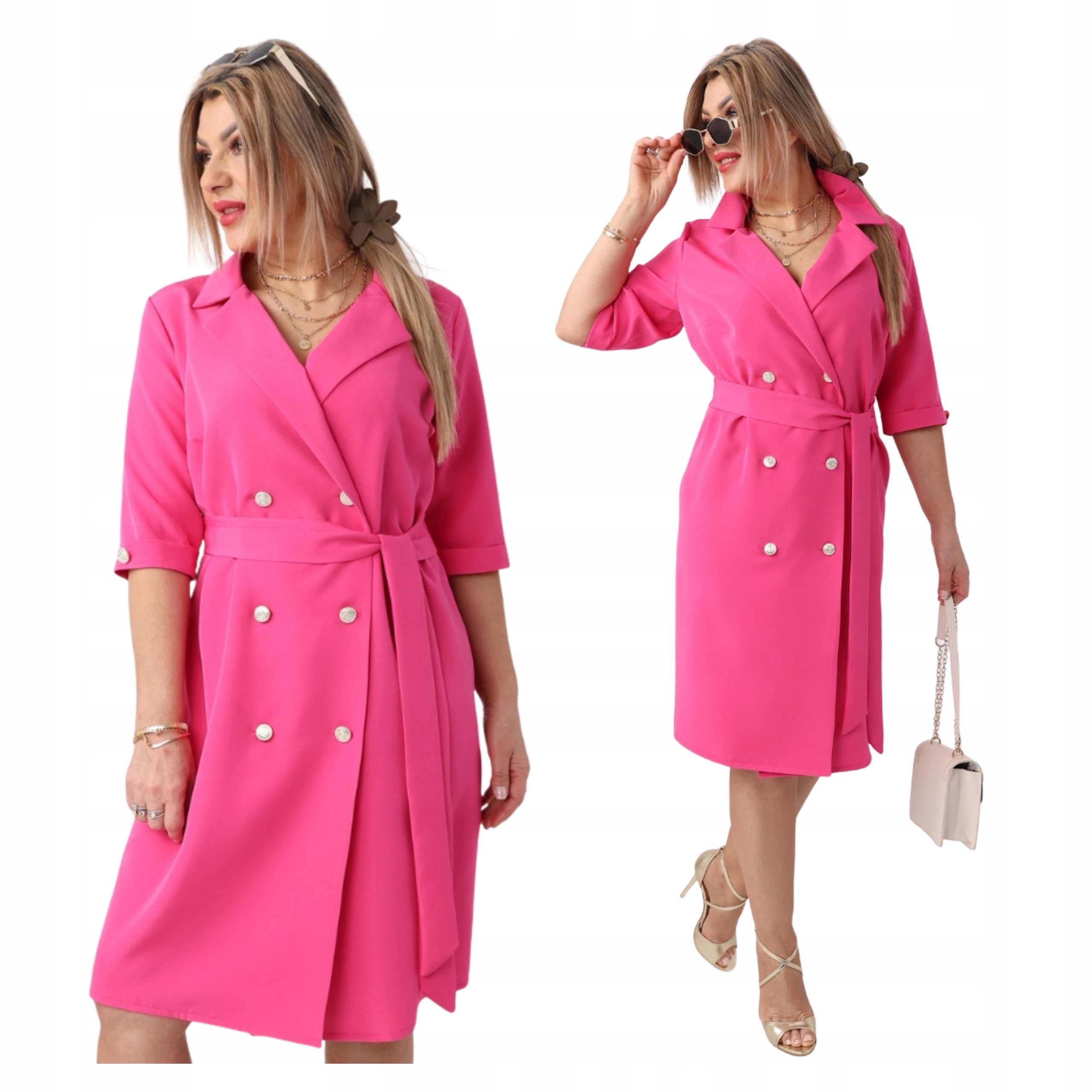 Sukienka marynarkowa dwurzędowa wizytowa Polski Producent duże rozmiary