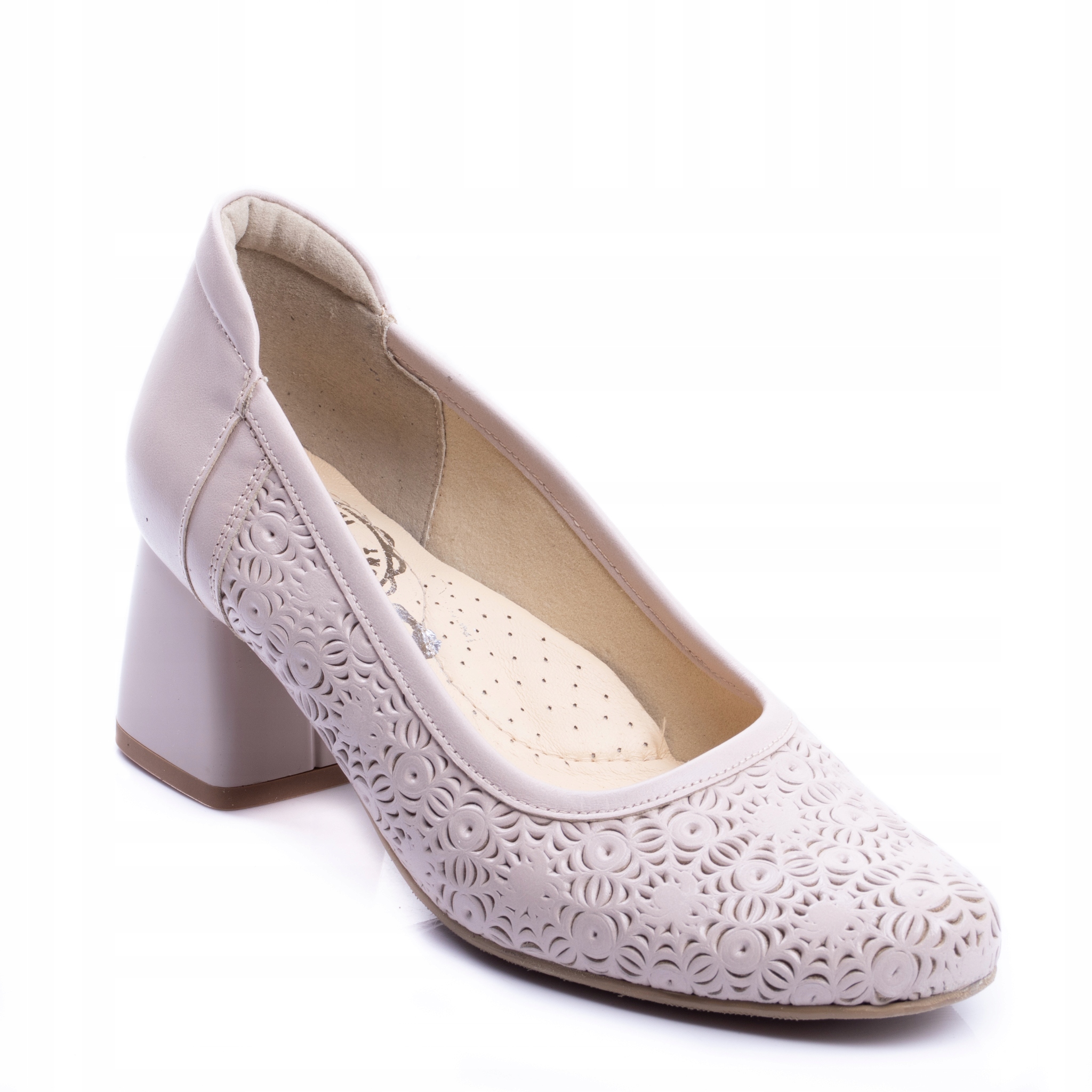 

Korzeniowski 3254 beżowe czółenka skórzane obcas