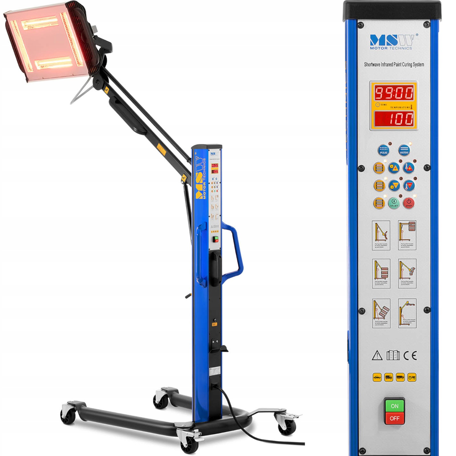 Promiennik Podczerwieni Lakierniczy 4X1000W 230V Stalowy Wyświetlacz LCD