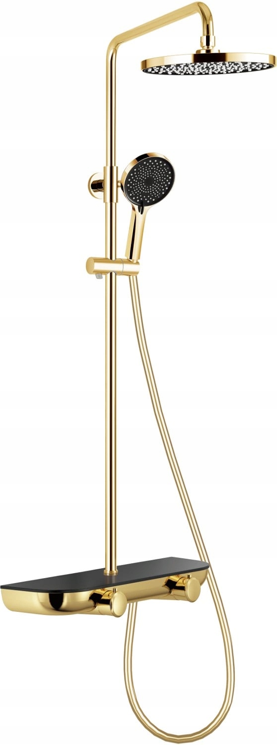 Mexen Axis Zlatá/Černá sprchová sada s baterií a dešťovou sprchou