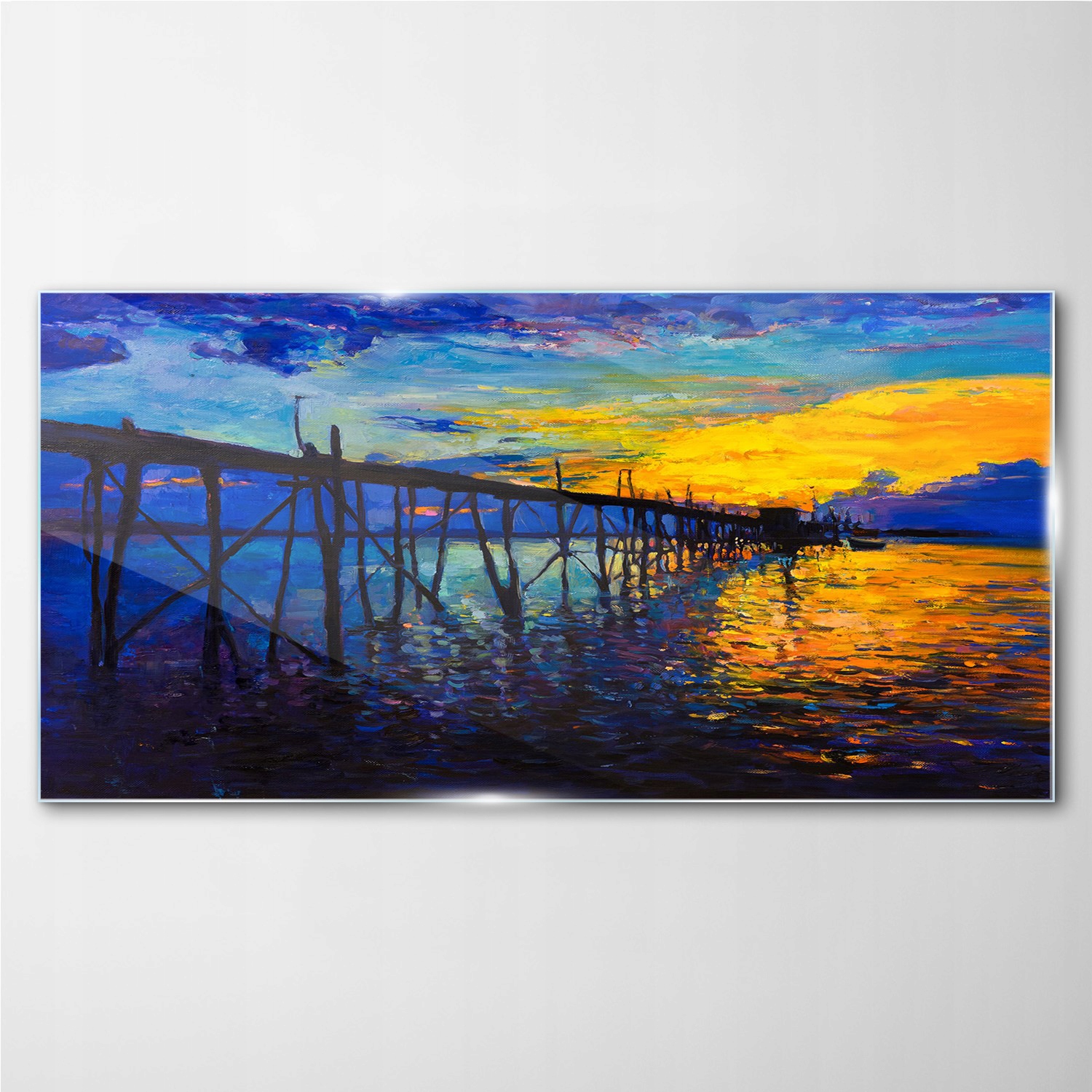 

Foto-obraz szklany Molo zachód słońca 140x70 cm