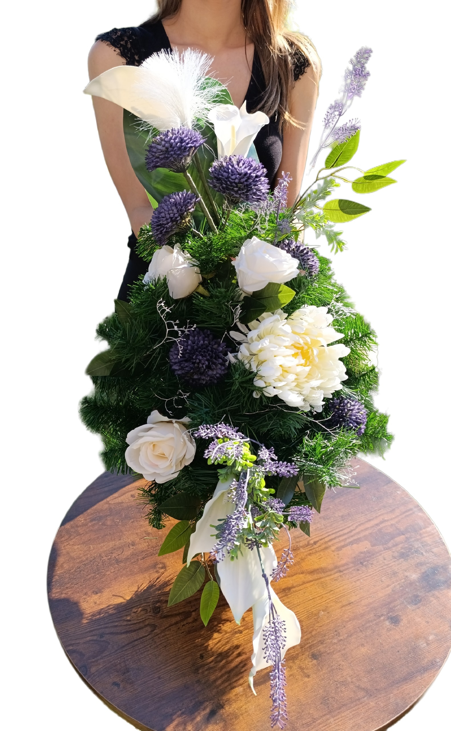 Svazek Dekorace Kompozice Na Hrob Hřbitov Umělé Květy Šerpa 80 CM