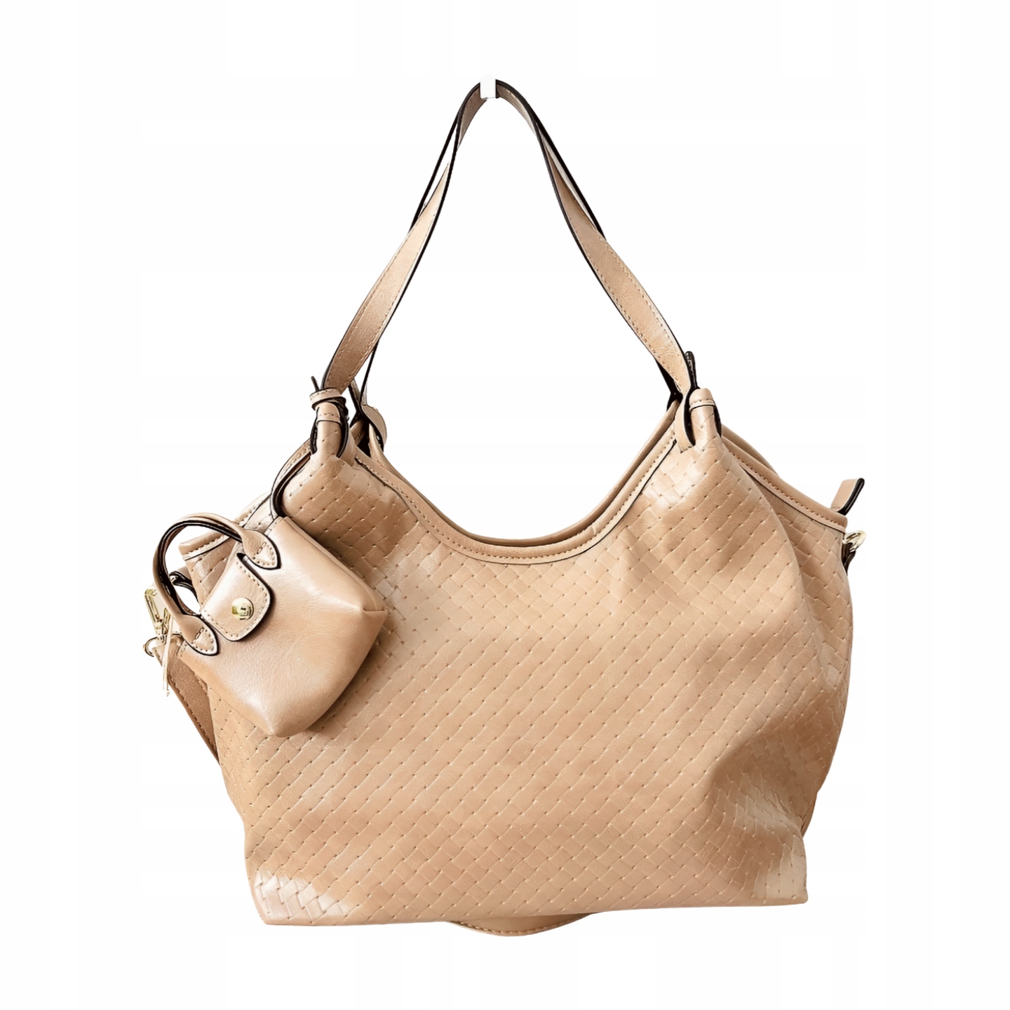 Ines Delaure kabelka shopper přes rameno béžová pletená