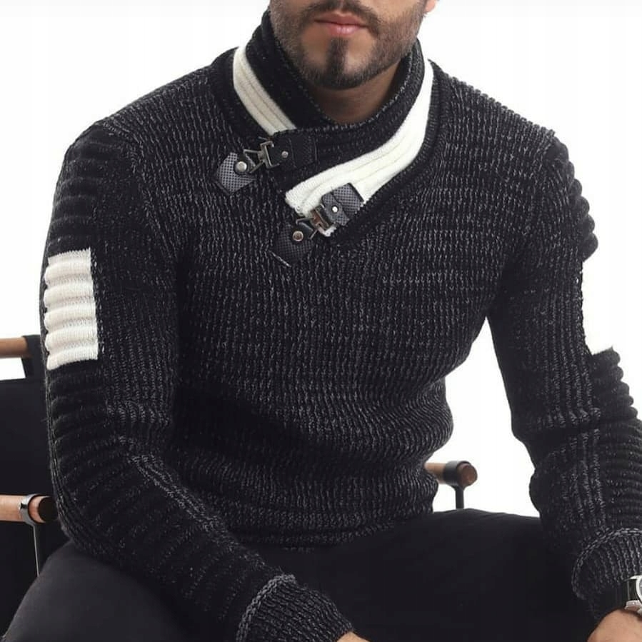 Pánský svetr Mikina S Klokaní Kapsou Rolák Silný Teplý s vlnou