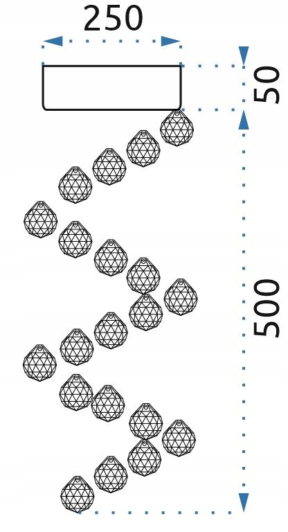LAMPA KRYSZTAŁOWA SUFITOWA PLAFON CHROM SREBRNY Zasilanie sieciowe