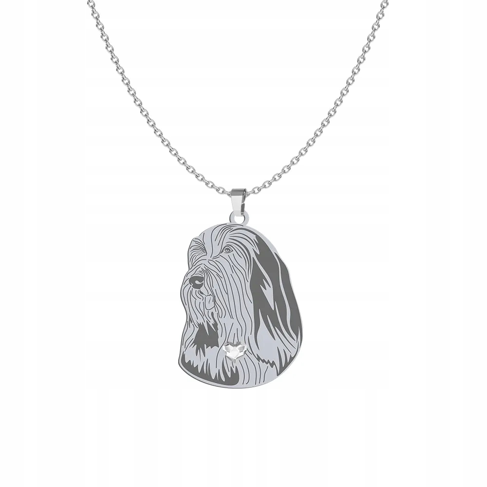 Stříbrný náhrdelník s pejskem Bearded Collie 925 Řetízek Dárek Gravírování Bonus