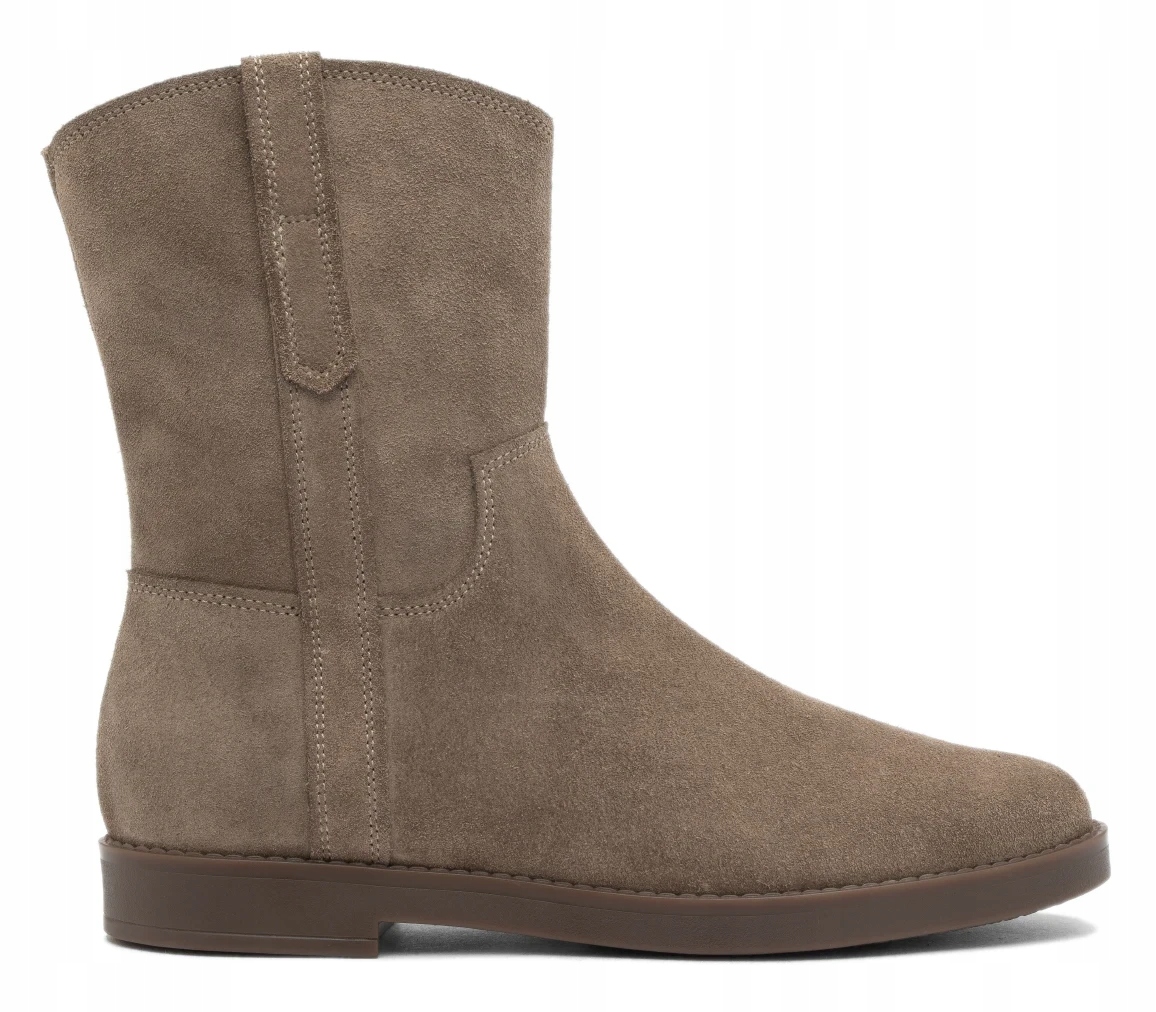 Velurové Dámské Kotníkové Boty Kožené Ploché Kožené Světle Hnědé Ryłko 38