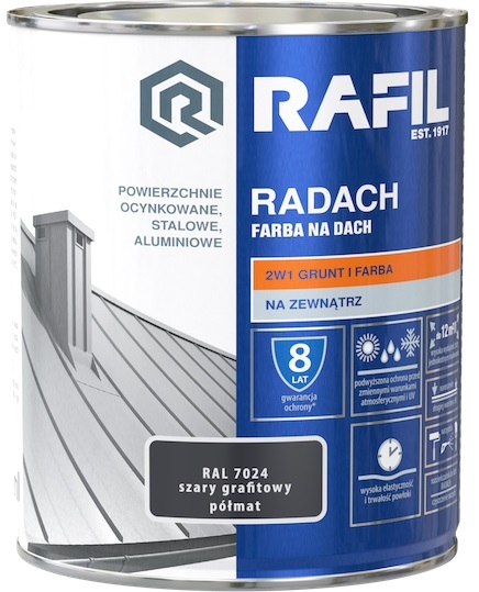 RAFIL RADACH FARBA NA DACH SZARY GRAFITOWY 0,75l