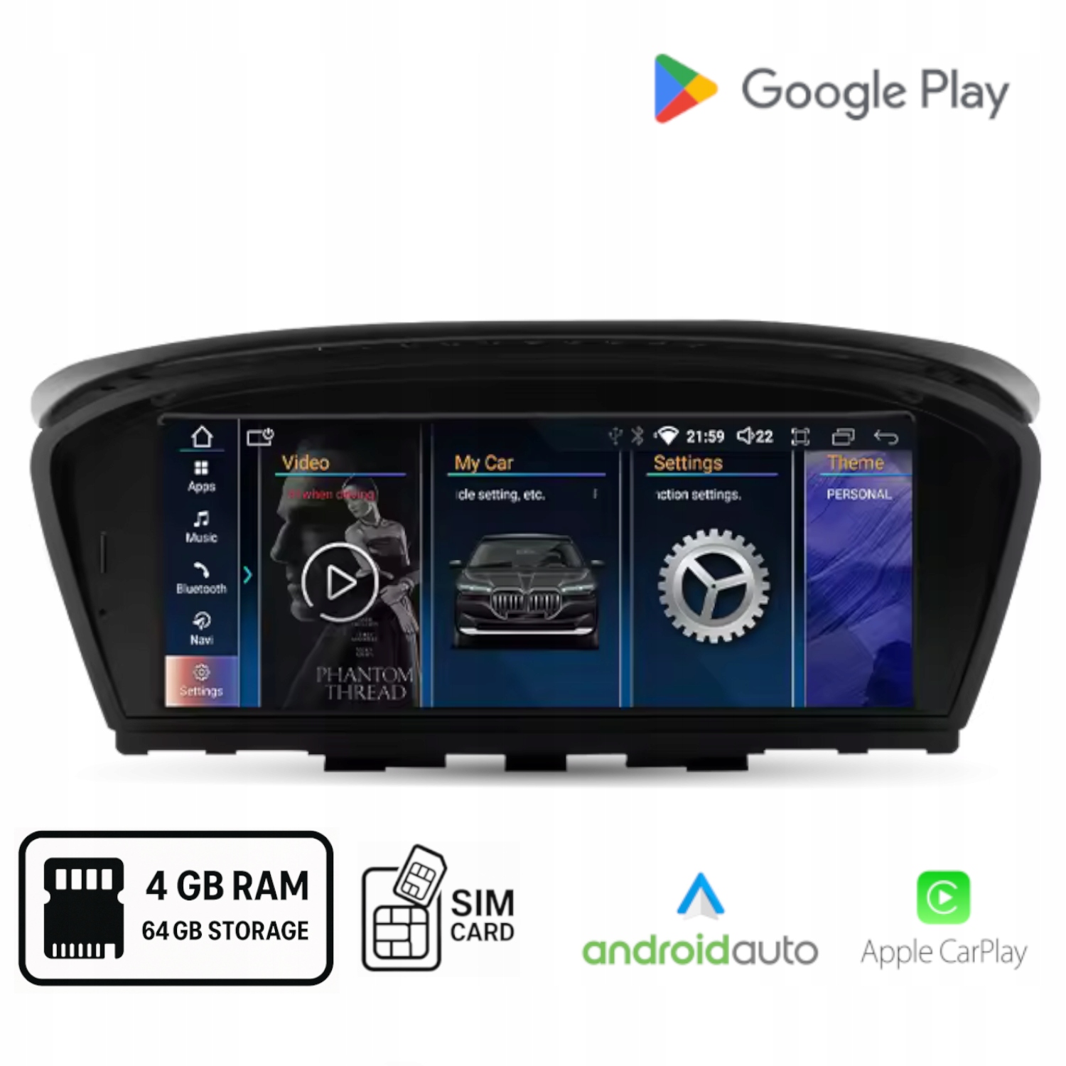 Rádio Android pre Bmw E60 E90 CCC Android Auto Carplay Wi-Fi Sim 4+64 Gb
