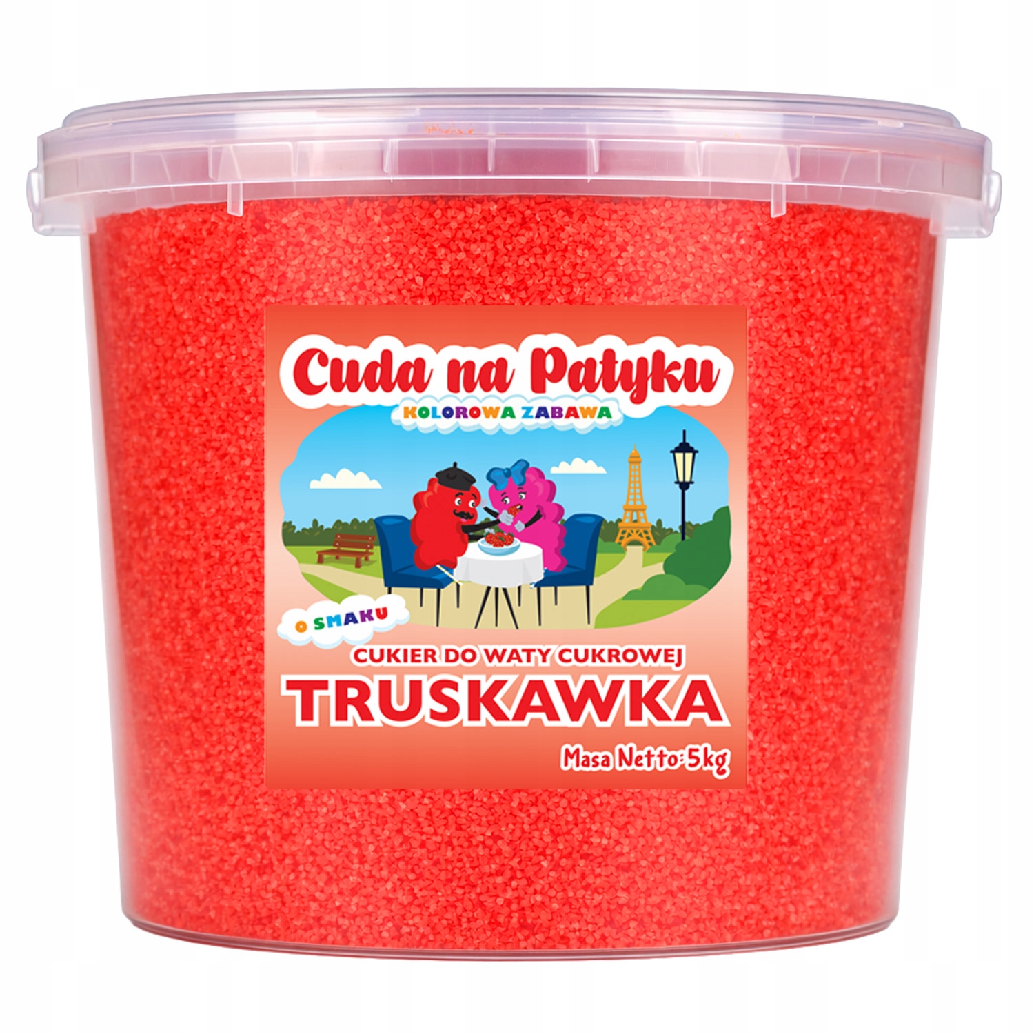 Barevný Cukr na cukrovou vatu s příchutí pro stroje 5 kg Jahodový