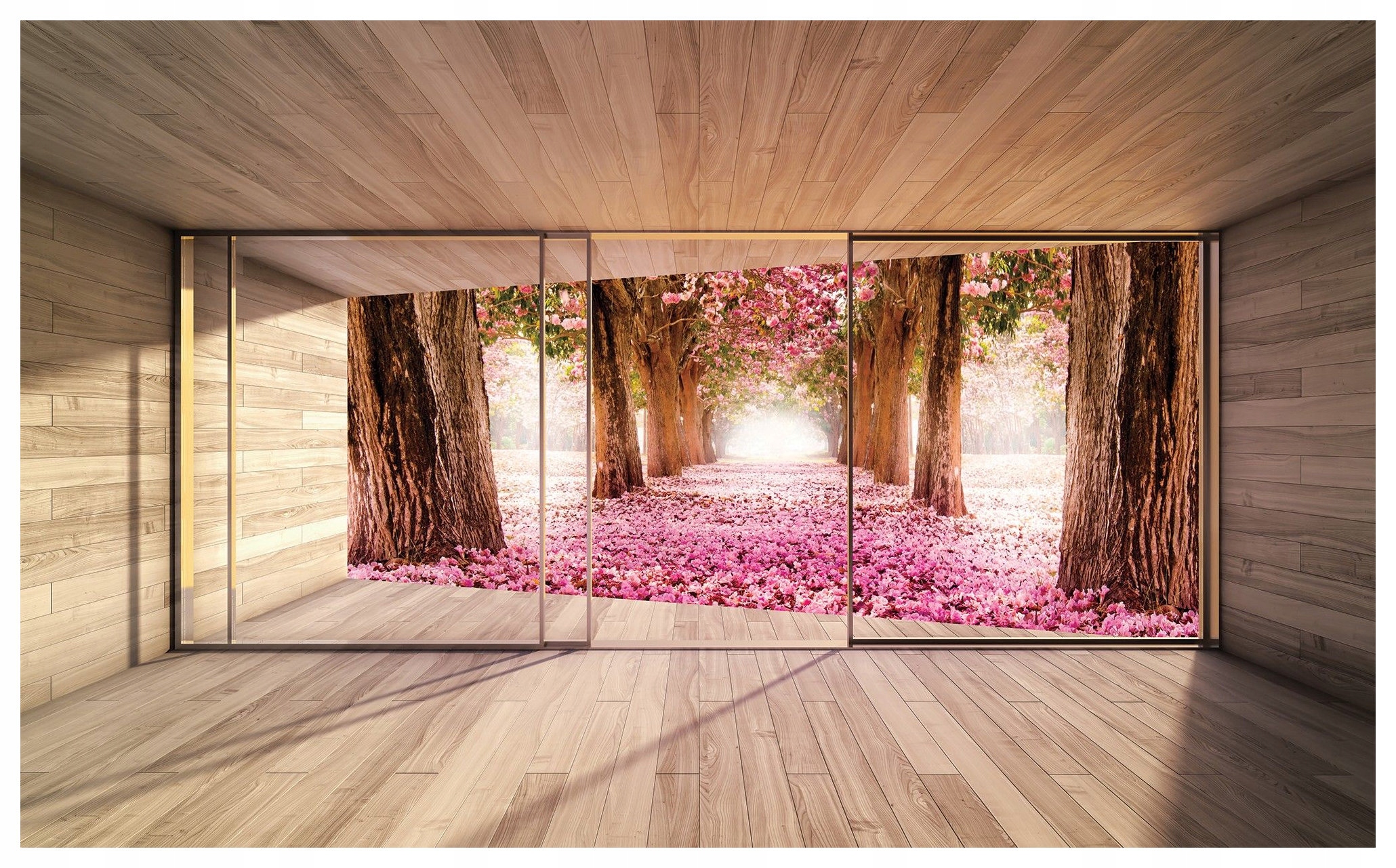 Fototapeta Kvetoucí les Růžová alej Perspektiva přírody 250x175 lepidlo