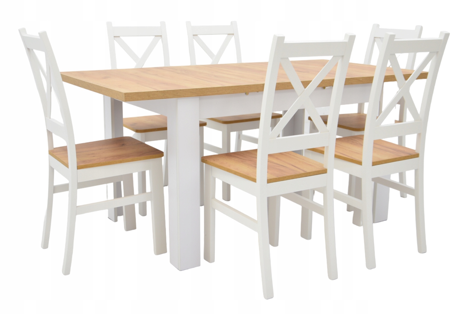 ZESTAW LOFT BLAT CRAFT I 6 BIAŁYCH KRZESEŁ