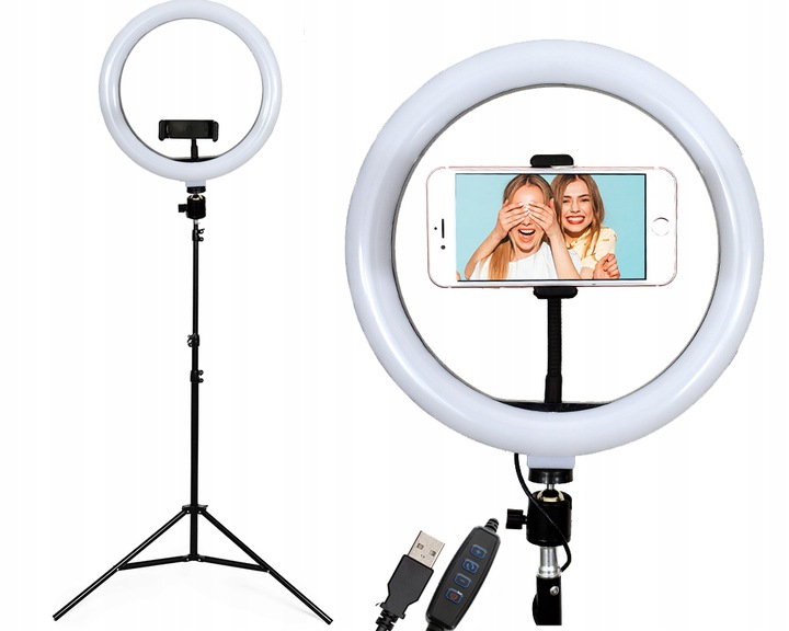 LAMPA PIERŚCIENIOWA UCHWYT NA TELEFON STATYW RING LED SELFIE ZE STATYWEM EAN (GTIN) 5905896501028
