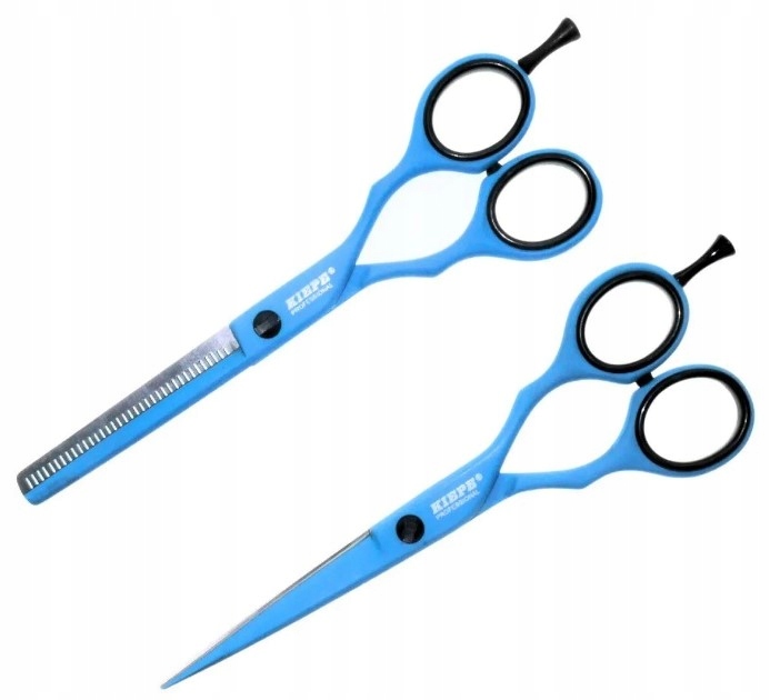 Zestaw nożyczki degażówki fryzjerskie Kiepe Fluo Blue Ocean 5,5"