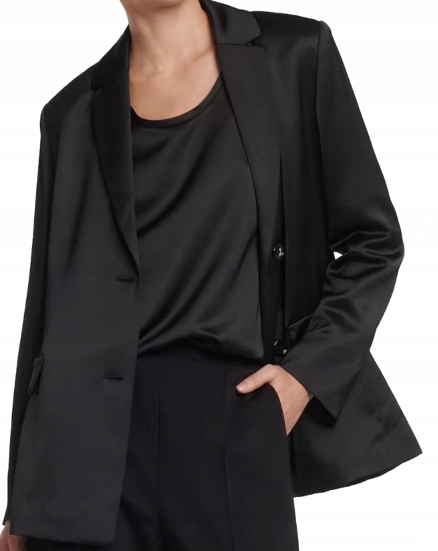 Maxmara Saténová Sako Bernini Boční Kapsy S Klopami vel. 44