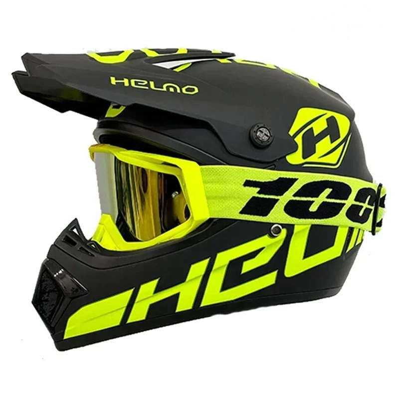KASK MOTOCYKLOWY DZIECIĘCY ENDURO QUADA Z GOGLAMI -, M