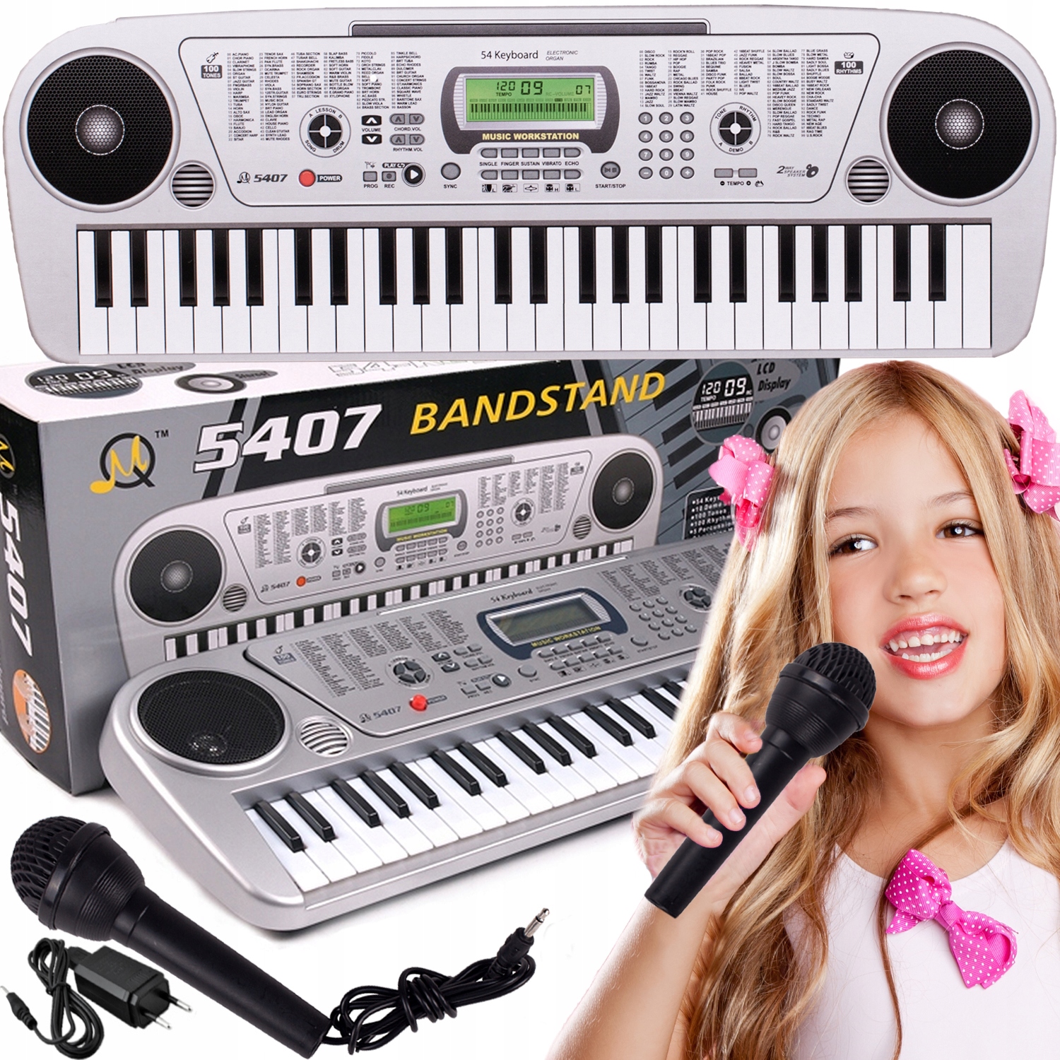 

Keyboard Organy Z Mikrofonem I Wyświetlaczem Led