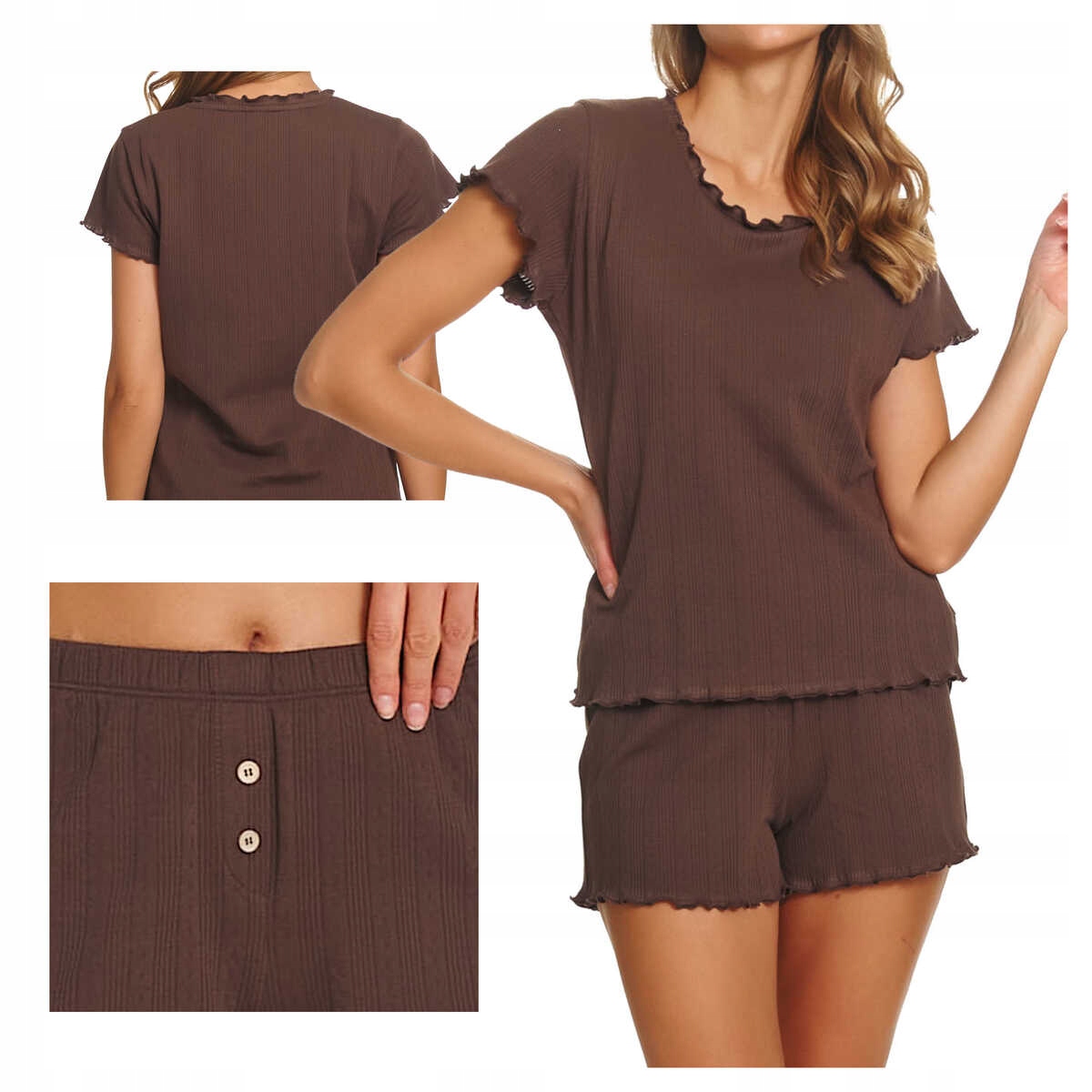 Doctor Nap Piżama damska bawełniana krótki rękaw Pm 7444 choco M