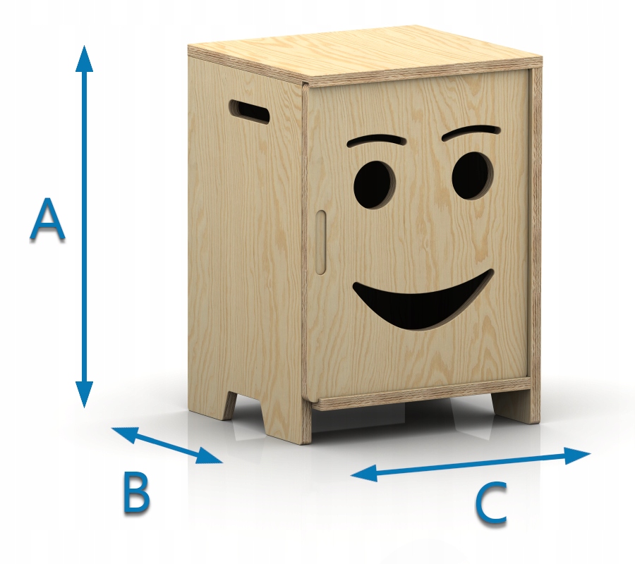 Szafka nocna dla dzieci KAPI 1 NATURALNE EKO SOSNA Wysokość mebla 46 cm