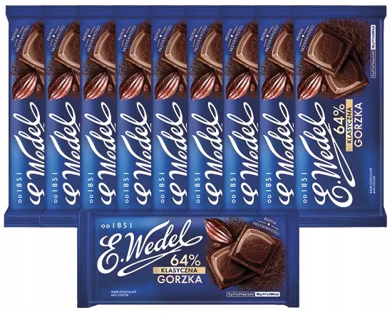 10 x Czekolada Klasyczna Gorzka 64% 90 g E.Wedel