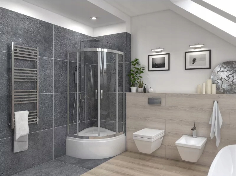 Brodzik półokrągły akrylowy wysoki 90x90x34 cm