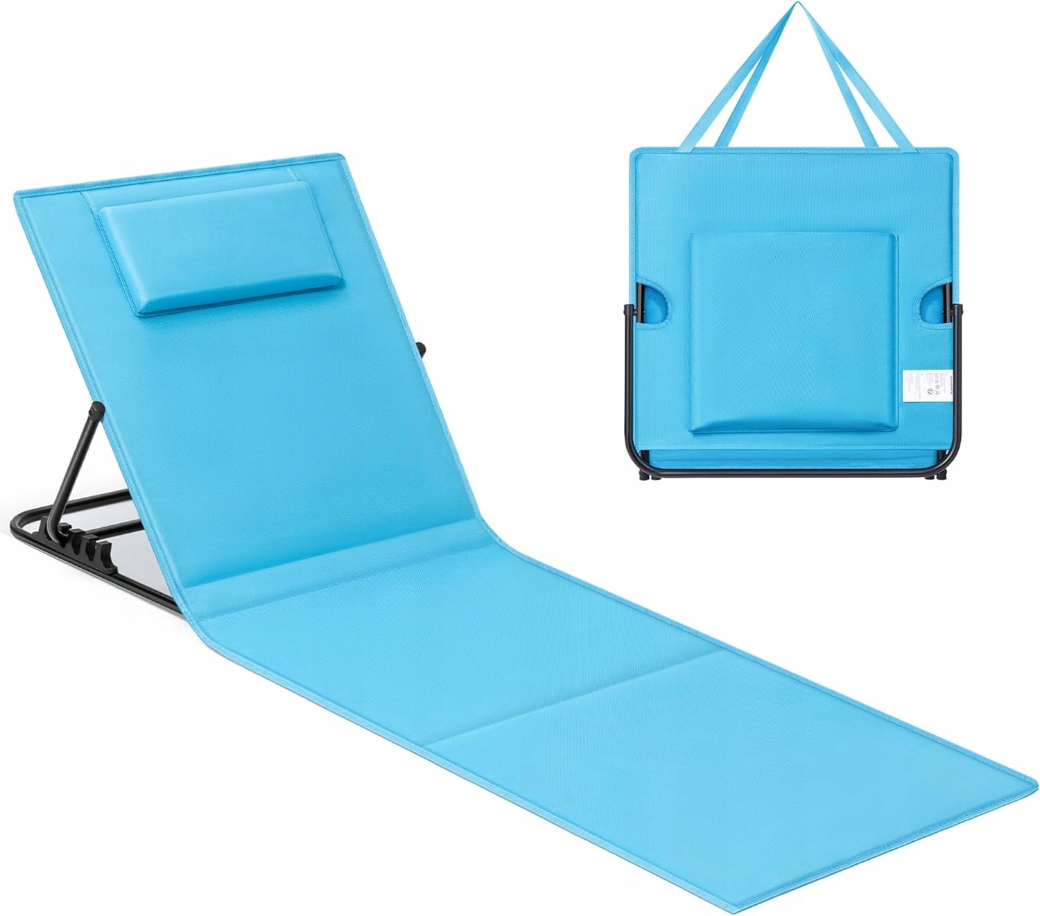 Krzesło plażowe Leżak plażowy Składane regulowane oparcie 158 x 55 cm