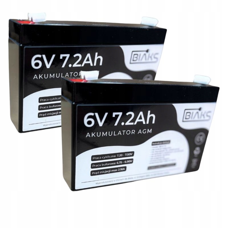 2x Agm 6V 7,2Ah Akumulátor Biaks kapacita 7 Ah pro Cctv váhu, pokladnu, Ups alarm