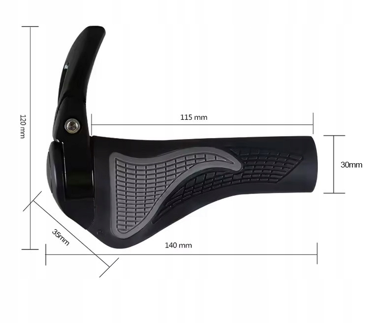SKRĘCANE CHWYTY KIEROWNICY GRIPY ROWEROWE CZARNE ANTYPOŚLIZGOWE RĄCZKI ROGI Długość 140 mm