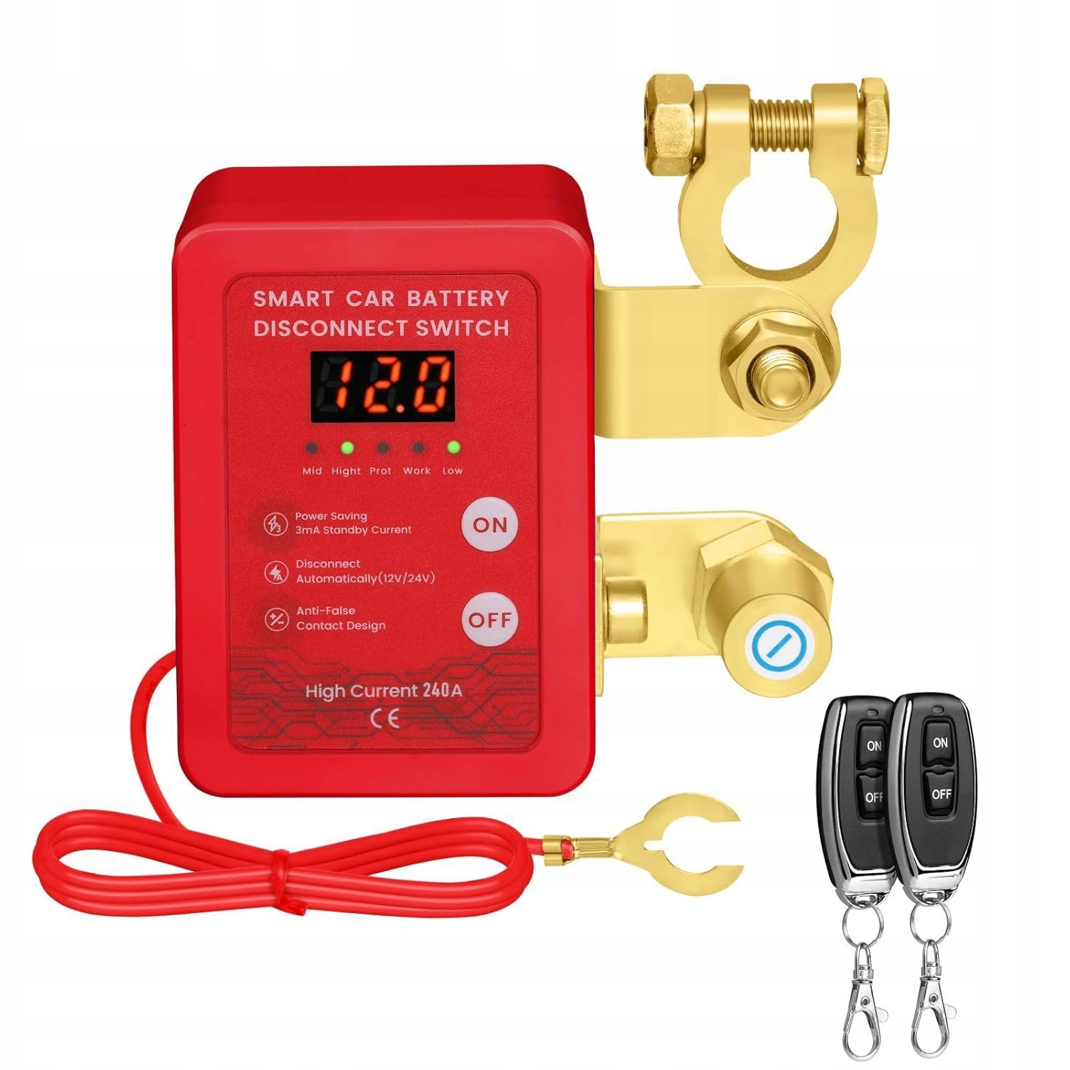 Dálkový automatický vypínač s displejem 12V 240A 2x dálkové ovládání