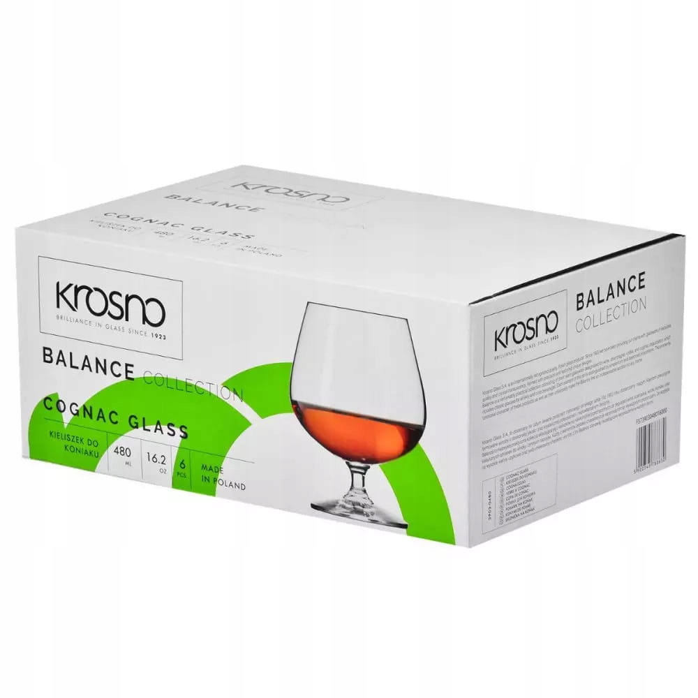 KIELISZKI DO KONIAKU BALANCE KROSNO 6x480ml Pojemność 480 ml