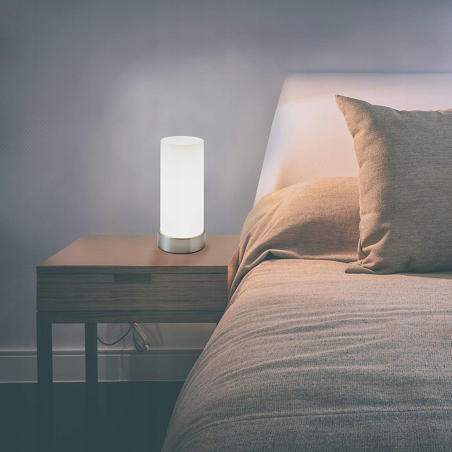 LAMPKA NOCNA - ZAPLANA DOTYKOWO - SYPIALNIA - CHROM - SZKŁO - E27 Typ nocna