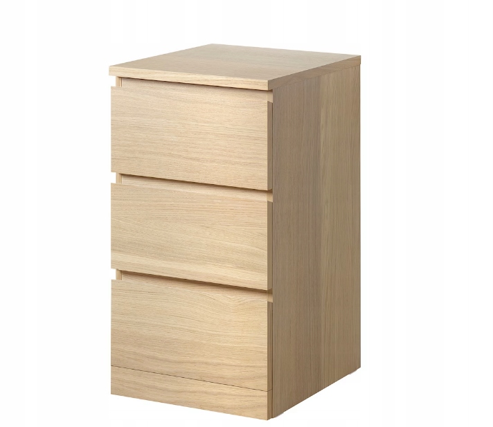 Malm Komoda s 3 zásuvkami, dub, biela farba, 40x78