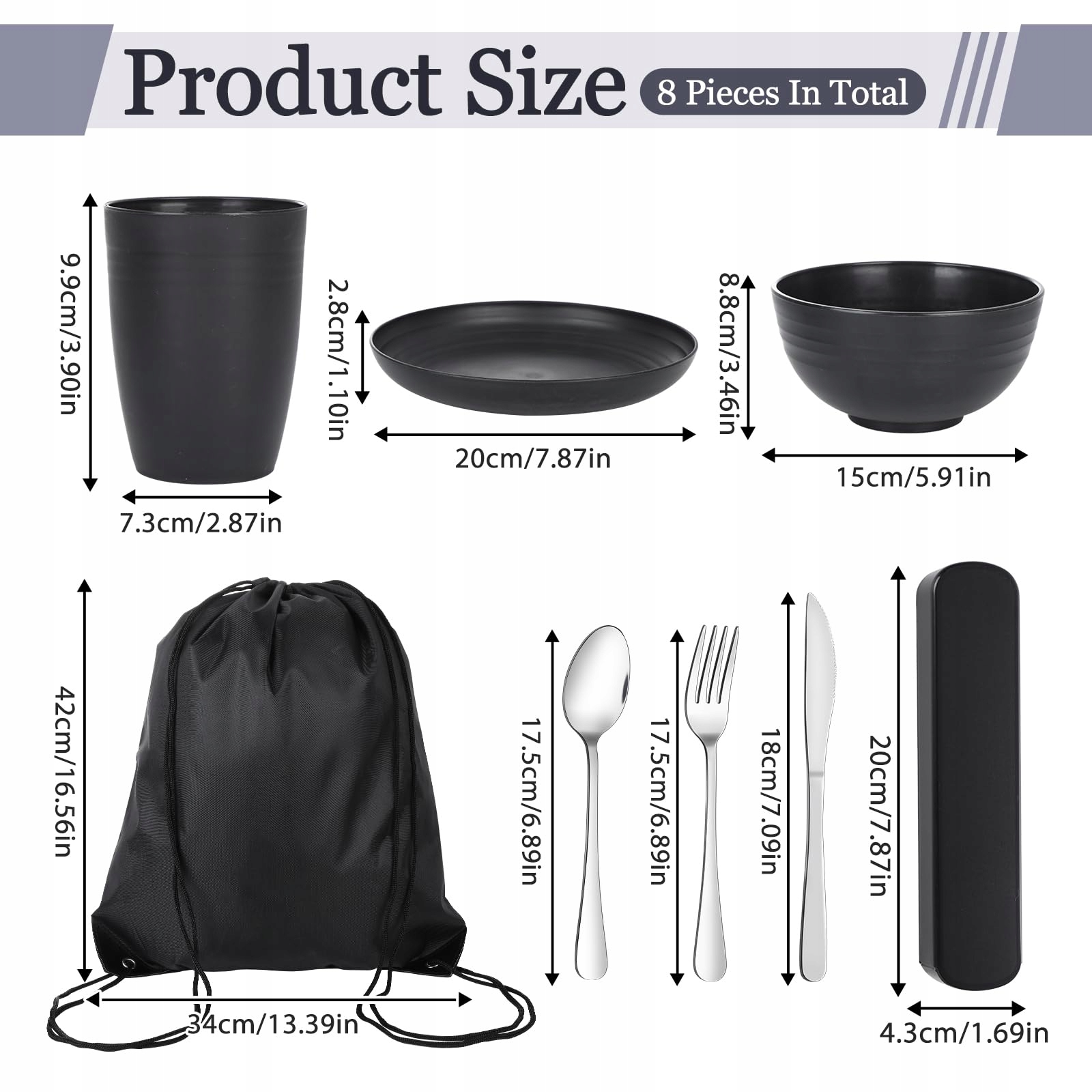 OUTDOOR CAMPING Zestaw Naczyń Dla 1 Osoby Plastikowy Zestaw Sztućców — miniatura 2