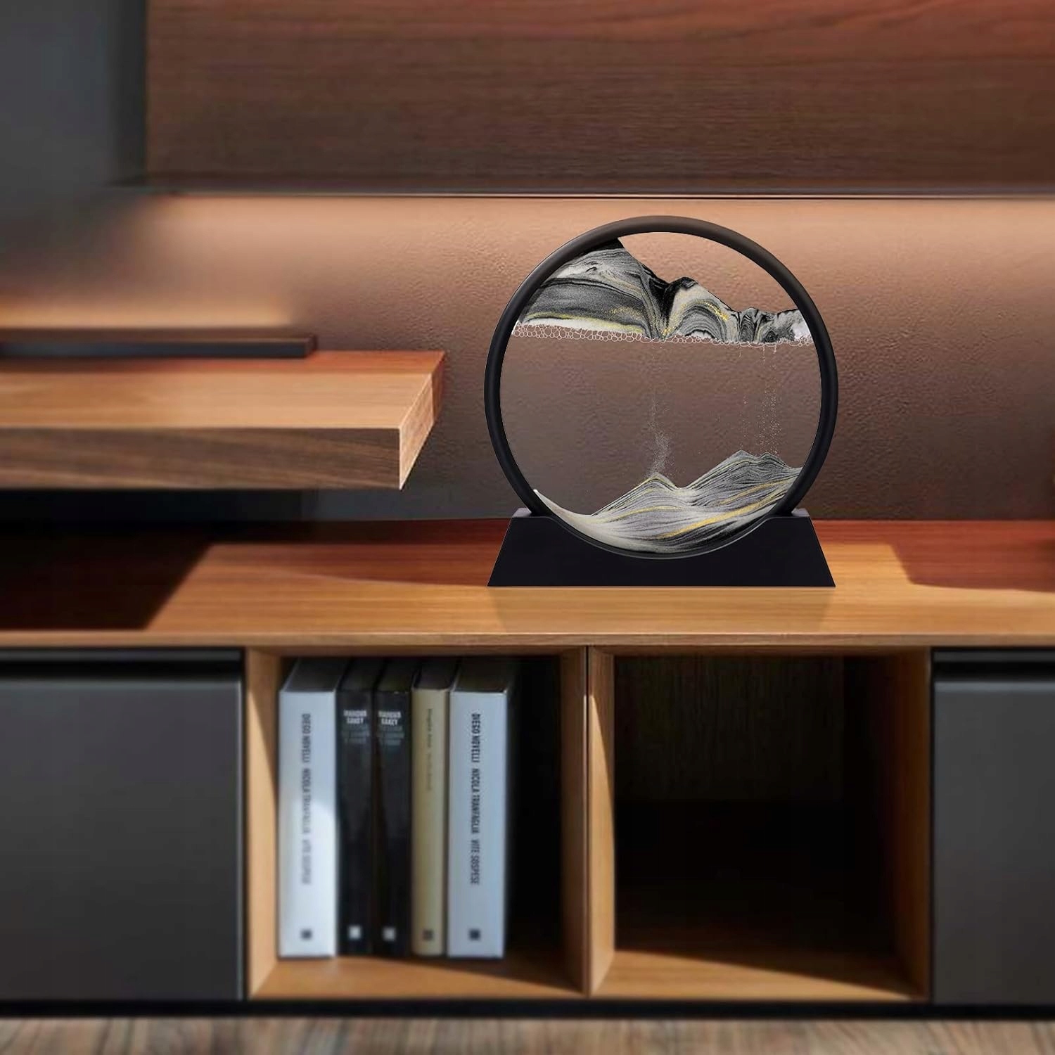 RUCHOME MALOWANIE PIASKIEM OKRĄGŁE SZKŁO 3D OBRAZ Z PIASKU DEKORACJA STOŁU Marka inna