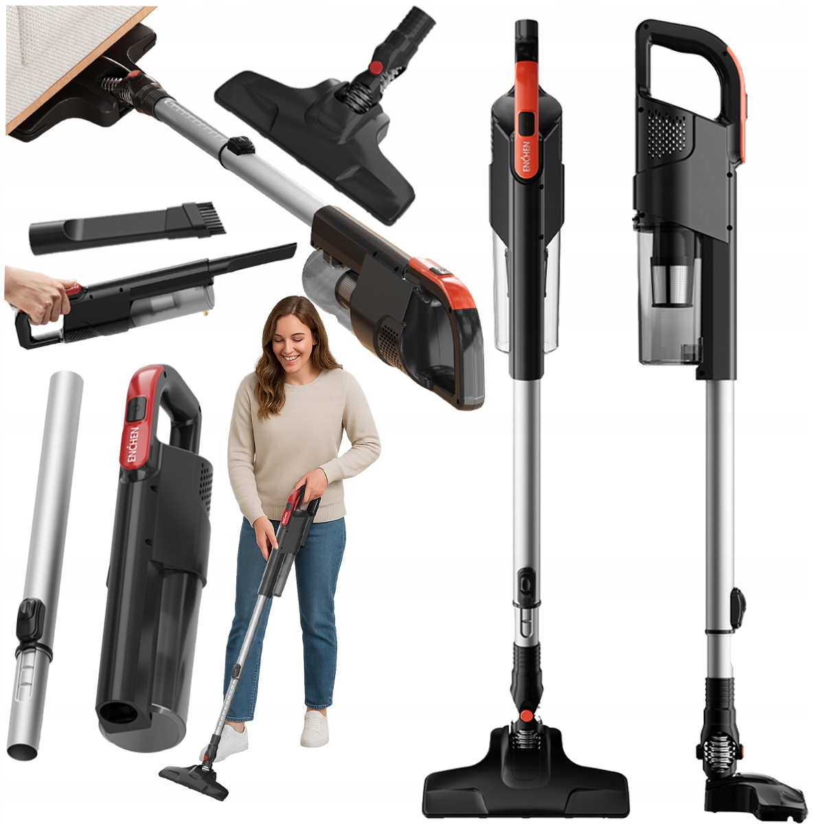 Odkurzacz 2w1 Stojący Pionowy Enchen v3 Plus Filtr Hepa Bezprzewodowy