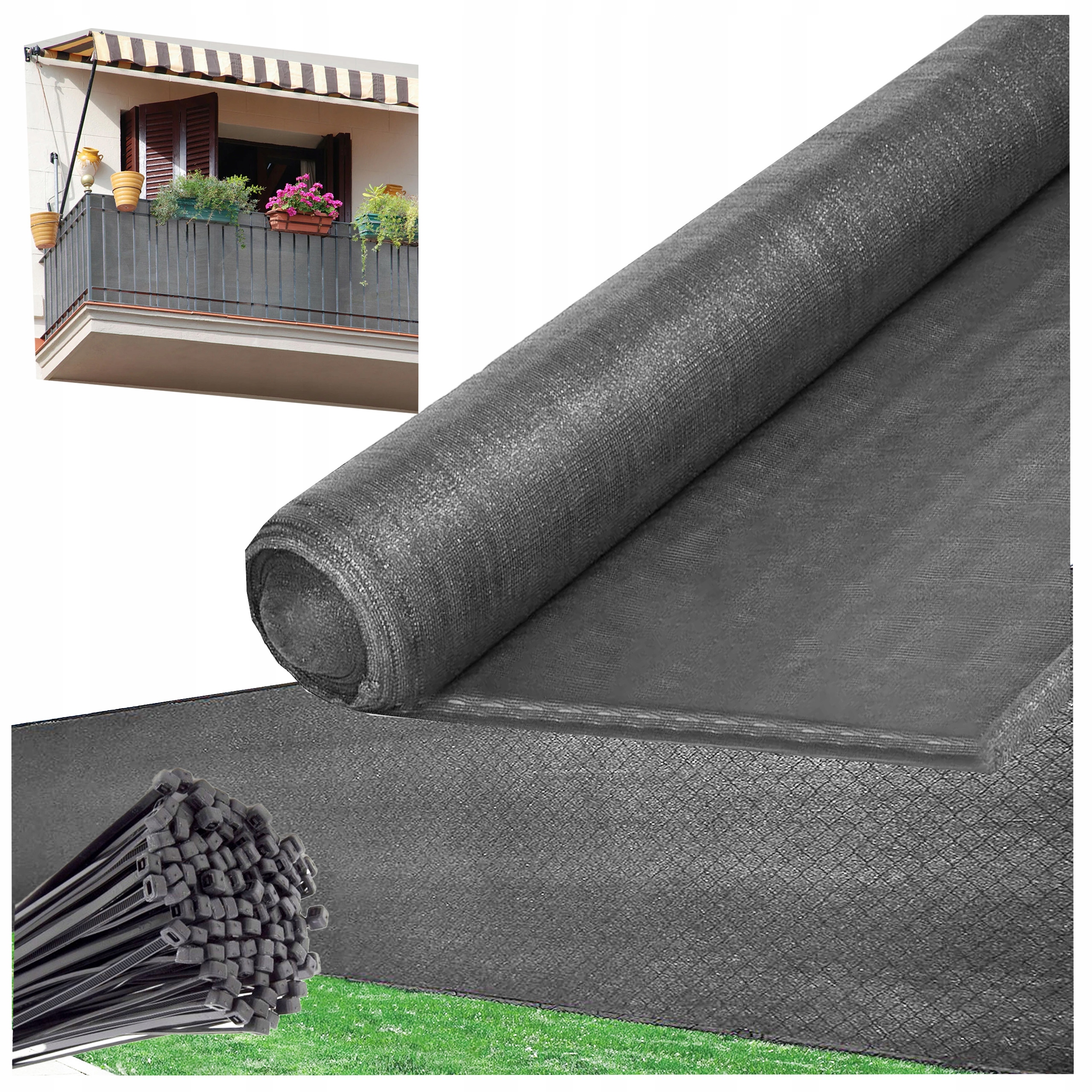 Siatka Cieniująca 1,5x20 Osłona Na Płot Ogrodzenie Przeciwwiatrowa Szara